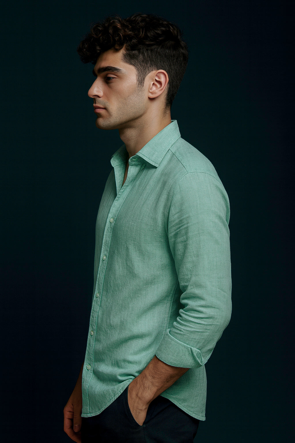 Valenor Linen Sage Green Luxe Shirt