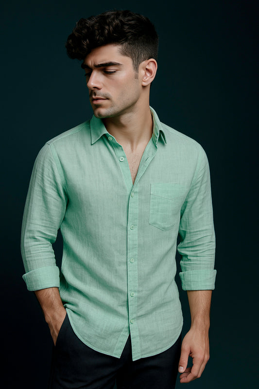 Valenor Linen Sage Green Luxe Shirt