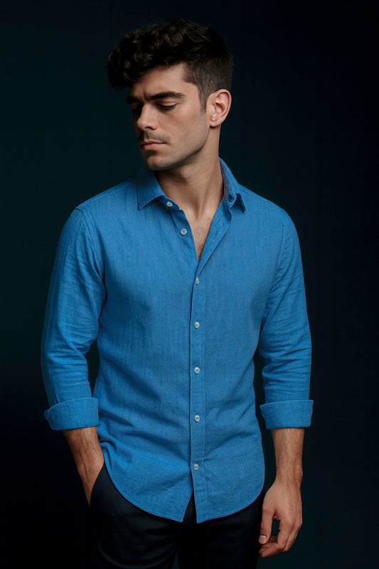 Valenor Linen Sky Blue Luxe Shirt